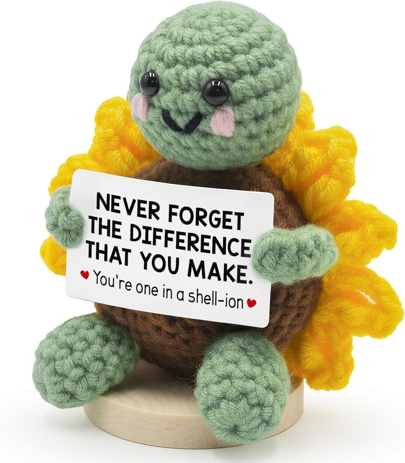TEEBIM Thank You Gifts for Women - Christmas Appreciation Gifts for Coworkers, Boss, Manager, Office, Teacher, Nurse - Never Forget The Difference You Make Inspirational Positive Turtle Crochet - Image 1
